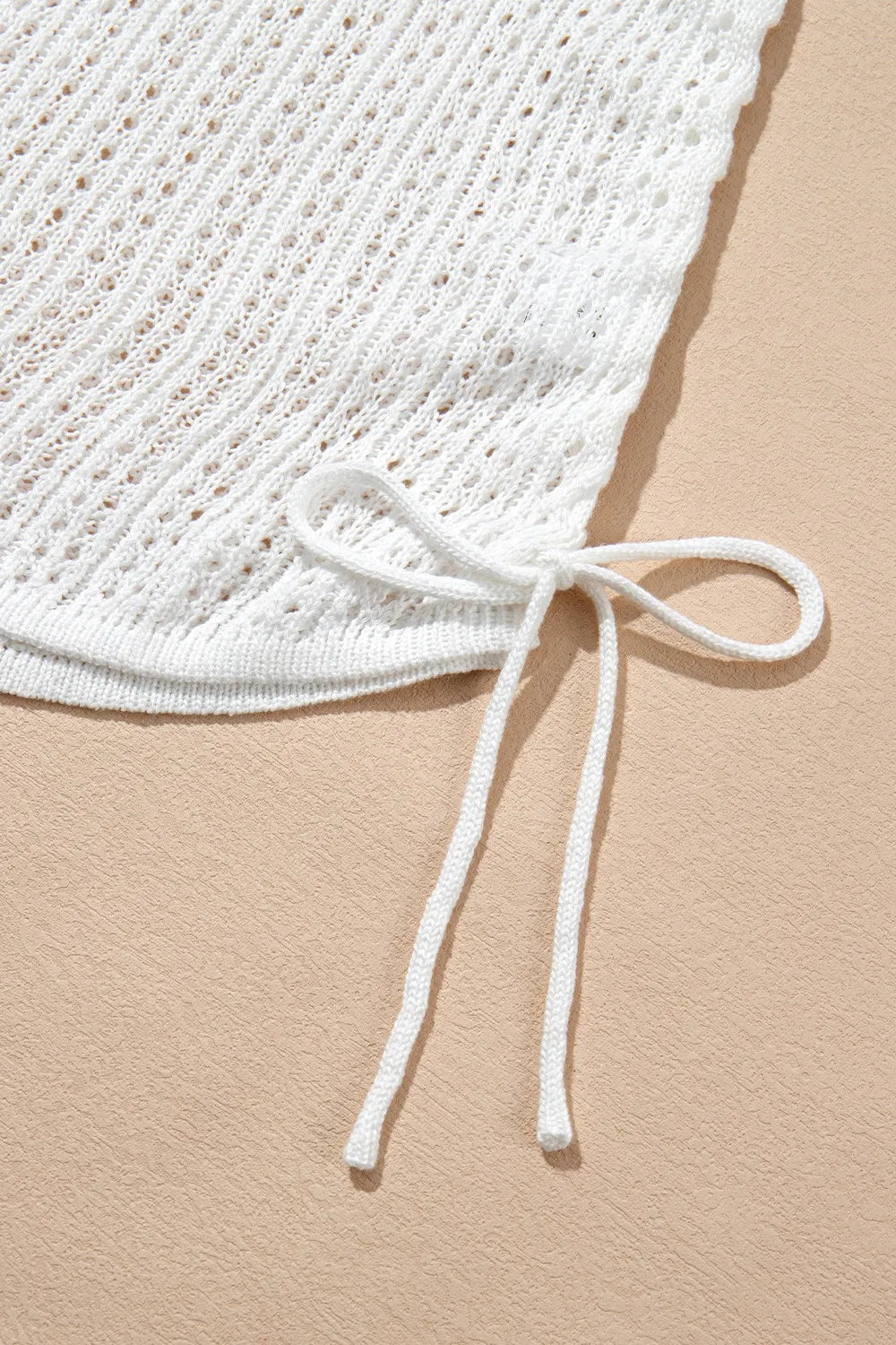 Hollow Out Bell Sleeve Drawstring Knit Cover Up Dress for Effortless Style - Znvia
