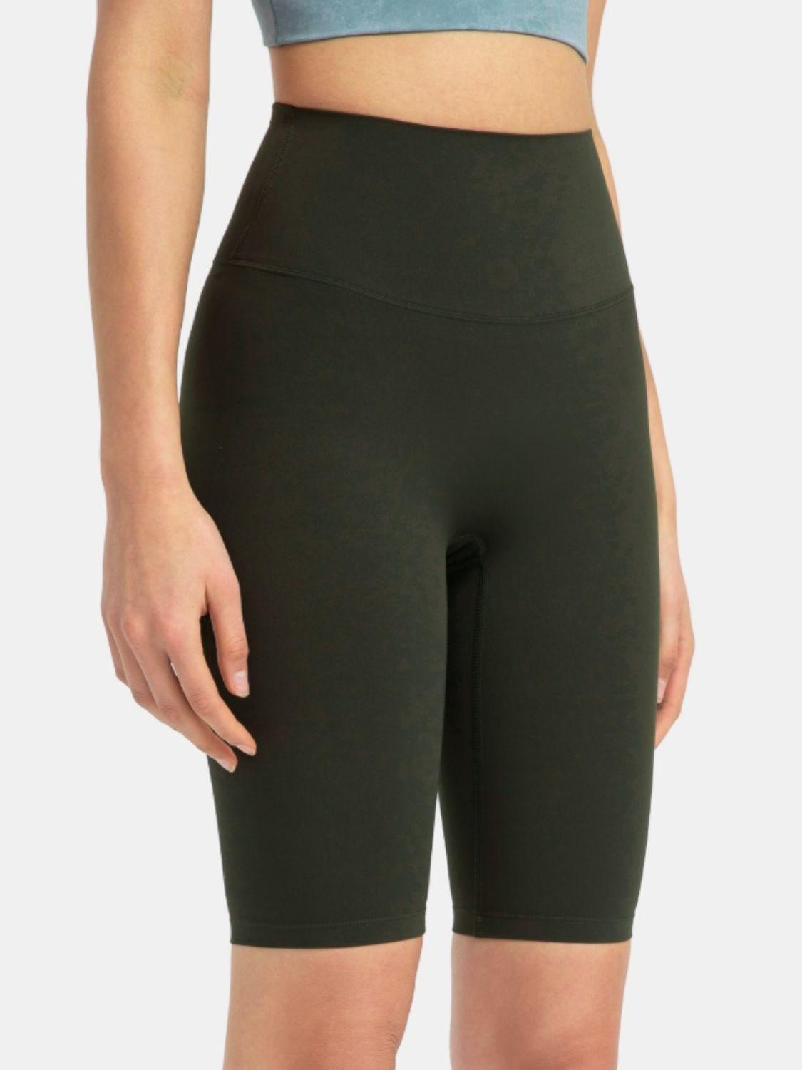 High Rise Wide Waistband Active Shorts - Znvia