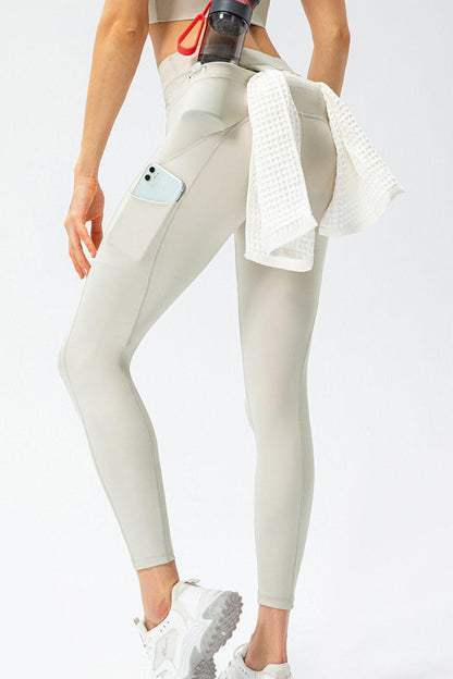 Full Size Slim Fit High Waist Long Sports Pants with Pockets - Znvia