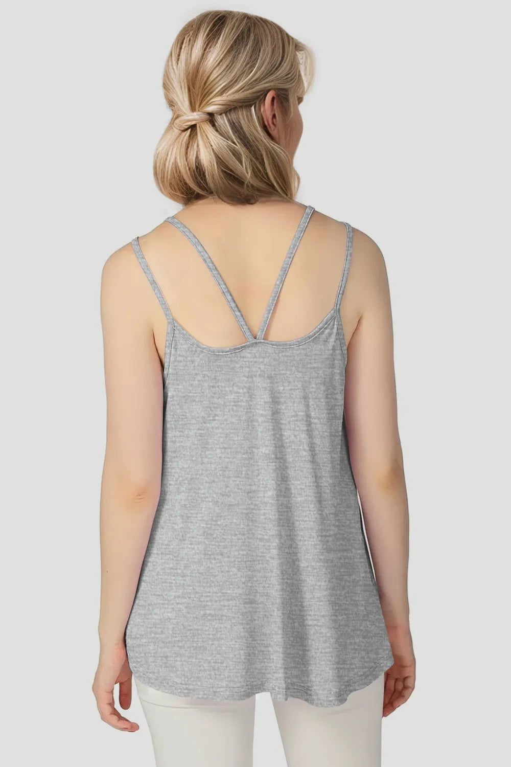 Bamboo Scoop Neck Double Spaghetti Straps Cami - Znvia