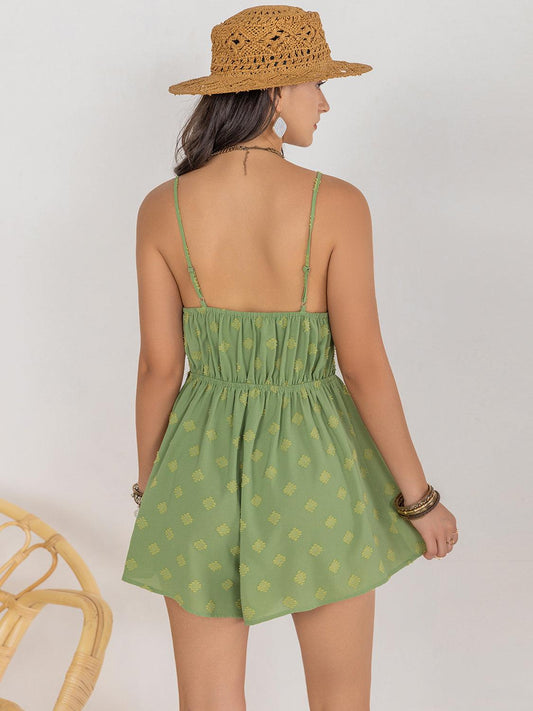 Square Neck Spaghetti Strap Romper - Znvia