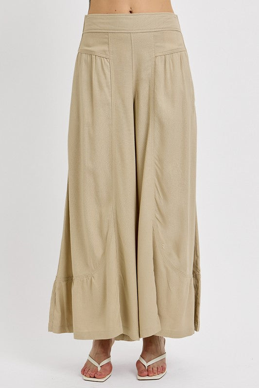 Shirring Detail Wide Leg Pants – All-Day Comfort - Znvia