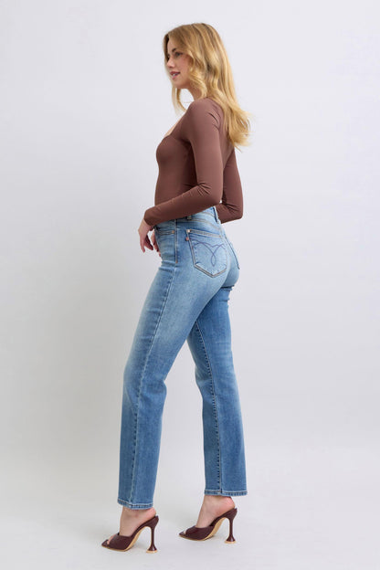 Full Size Run Vintage Wash Thermal Straight Jeans - Znvia