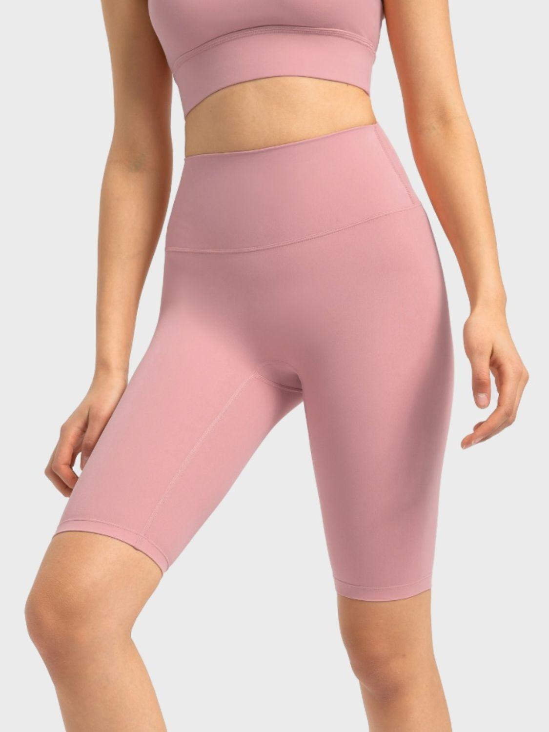 High Rise Wide Waistband Active Shorts - Znvia