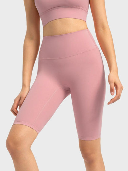 High Rise Wide Waistband Active Shorts - Znvia
