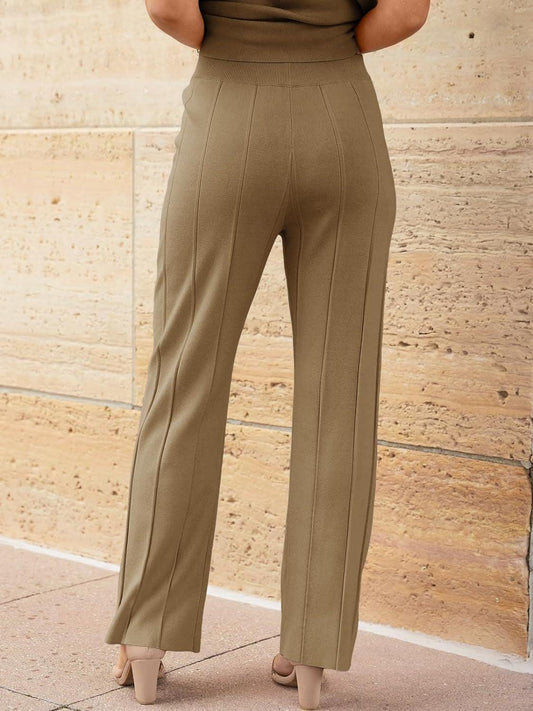 Round Neck Cap Sleeve Top and Pants Knit Set – Effortless Style Meets Supreme Comfort - Znvia
