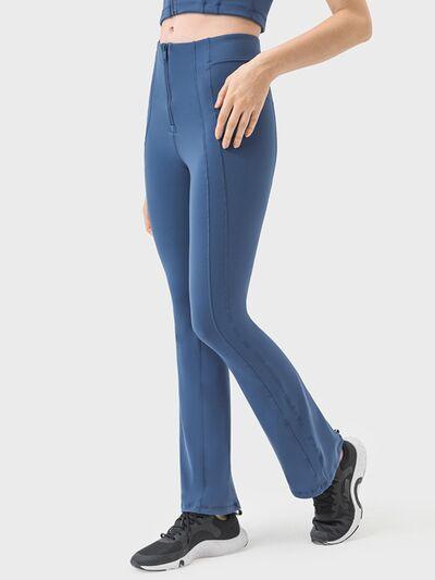 Zipper Detail High Waist Active Pants - Znvia
