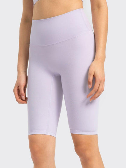 High Rise Wide Waistband Active Shorts - Znvia