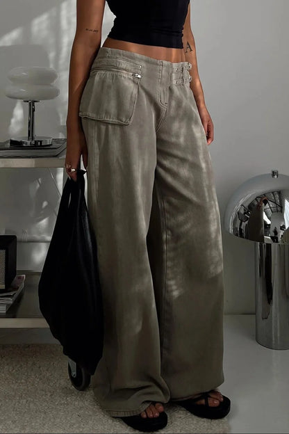 Wide Leg Jeans with Pockets - Znvia