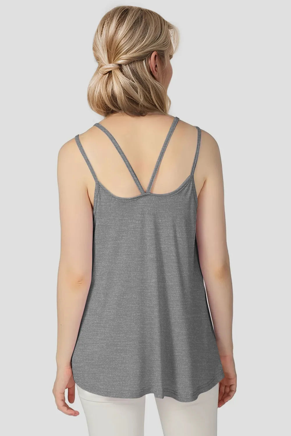 Bamboo Scoop Neck Double Spaghetti Straps Cami - Znvia