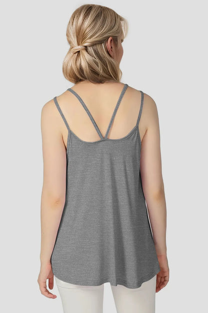 Bamboo Scoop Neck Double Spaghetti Straps Cami - Znvia