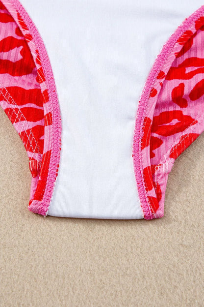 Leopard Cutout Ribbed Side Drawstring One-Piece Swimsuit for Stylish Comfort - Znvia