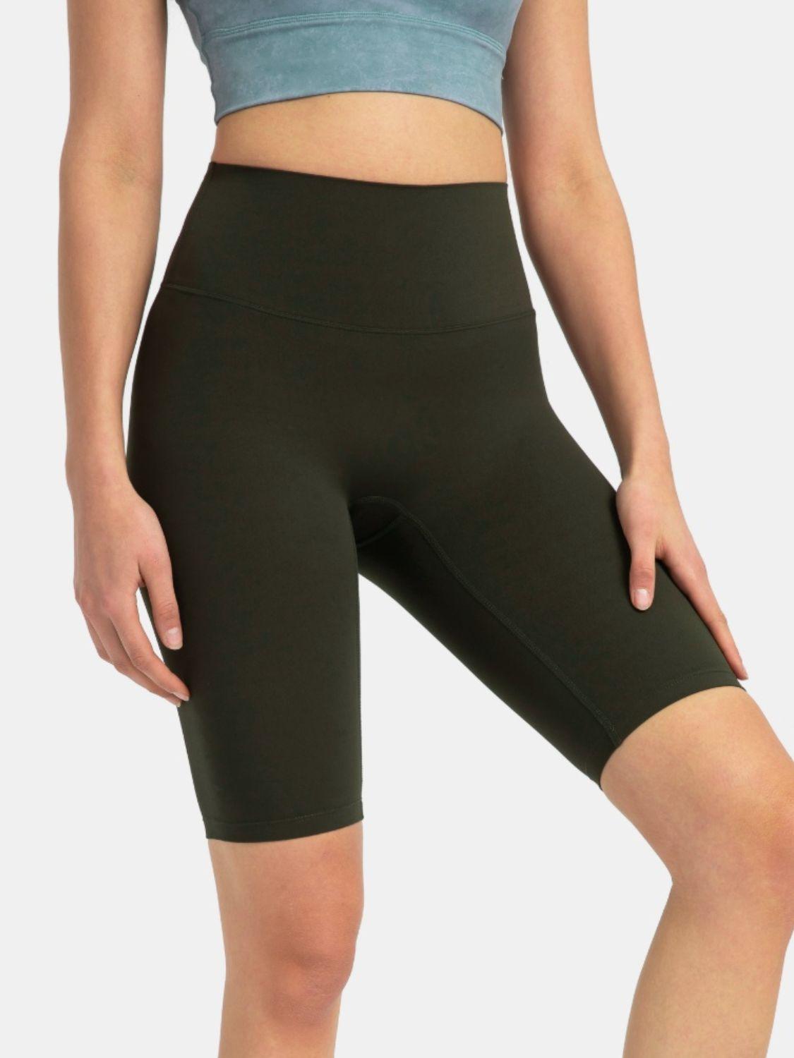 High Rise Wide Waistband Active Shorts - Znvia