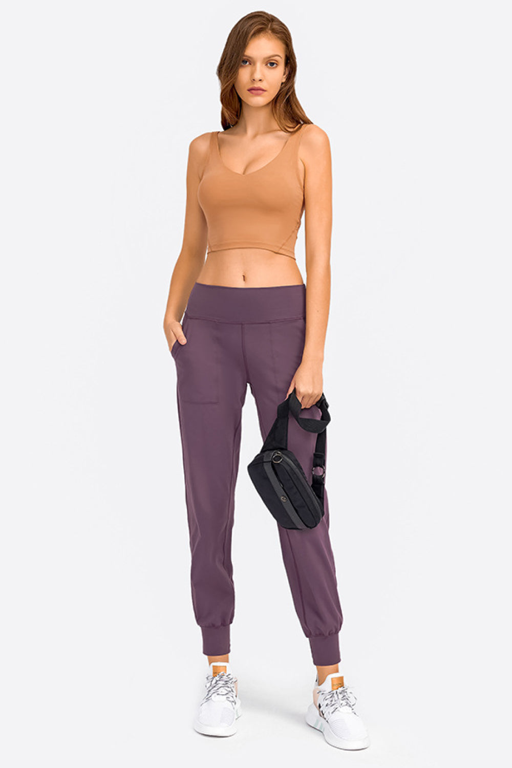 Deep V-Neck Crop Sports Bra – Sleek, Supportive & Stylish - Znvia