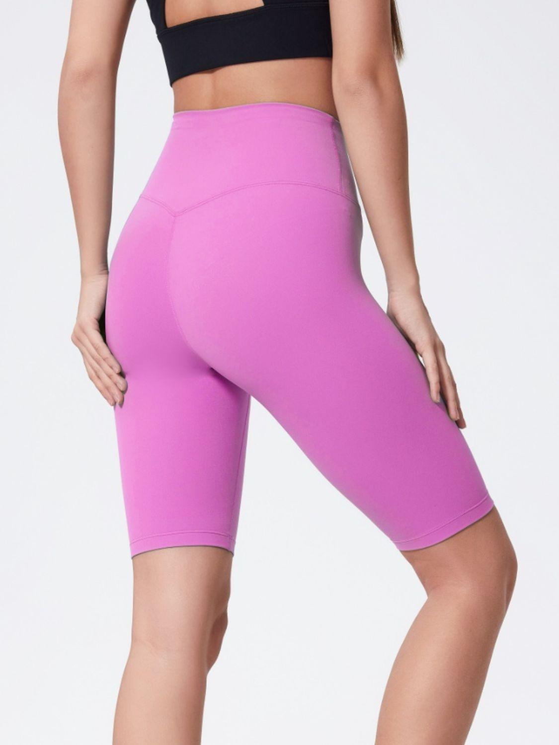 High Rise Wide Waistband Active Shorts - Znvia