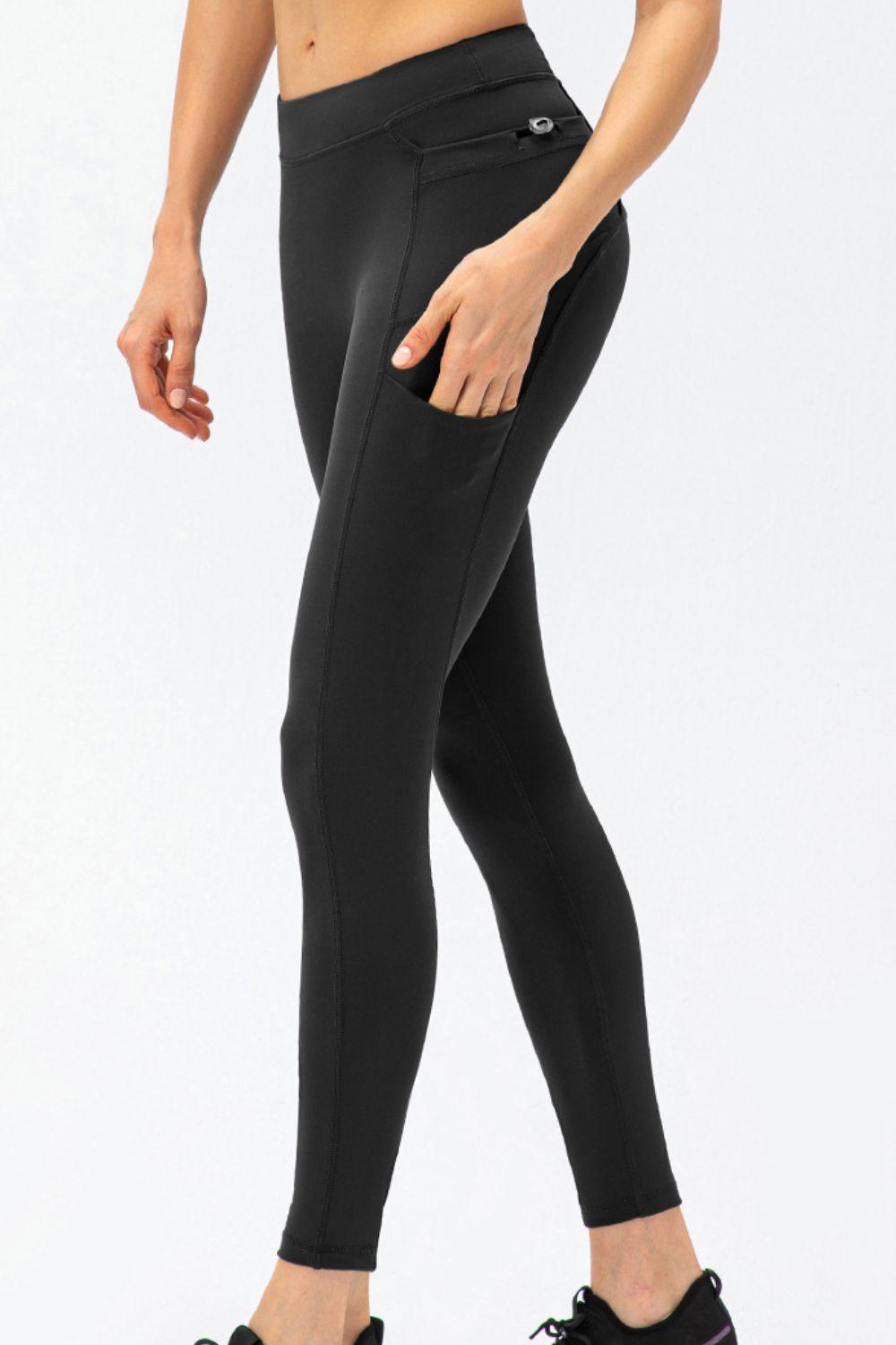 Full Size Slim Fit High Waist Long Sports Pants with Pockets - Znvia