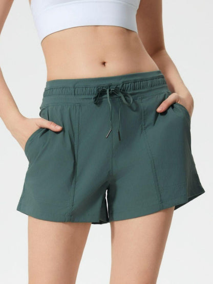 Drawstring Active Shorts with Pockets - Znvia