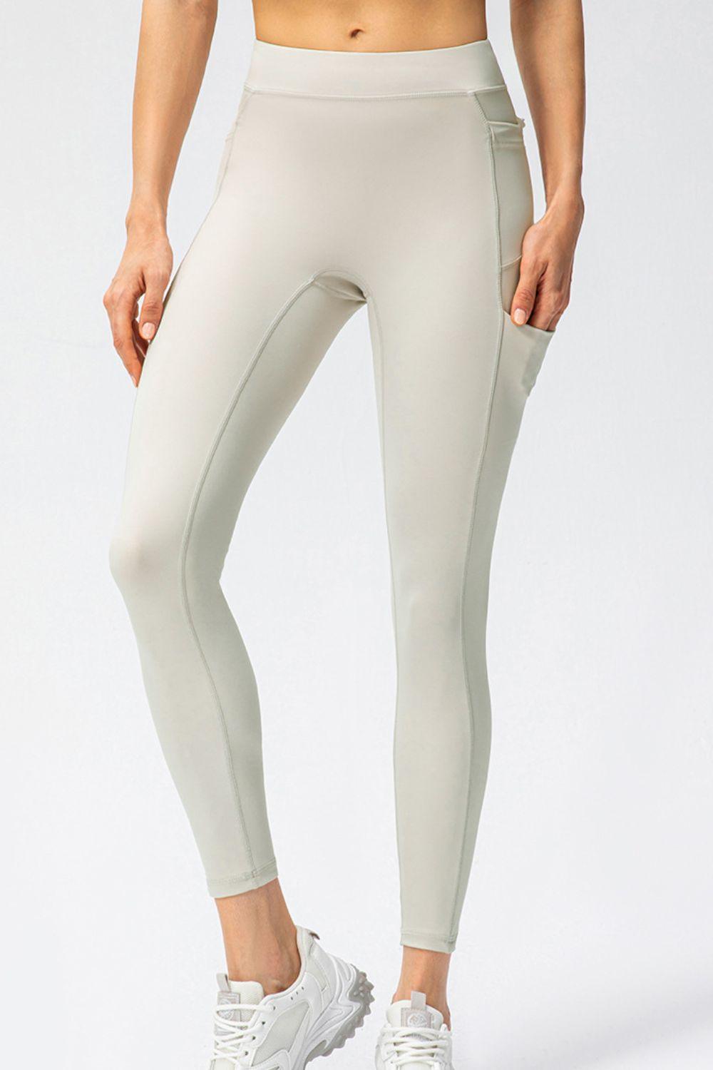 Full Size Slim Fit High Waist Long Sports Pants with Pockets - Znvia