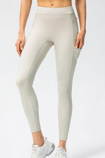 Full Size Slim Fit High Waist Long Sports Pants with Pockets - Znvia