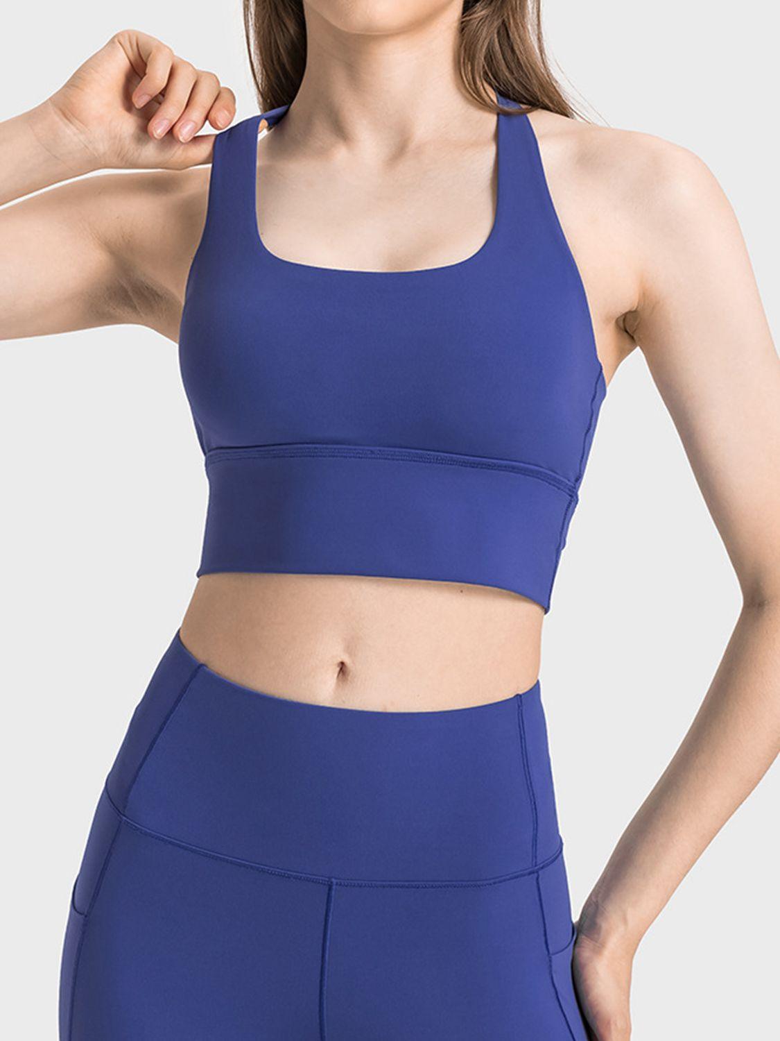 Scoop Neck Crisscross Straps Sports Bra - Znvia