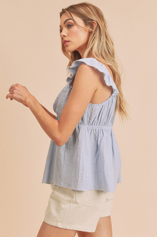 Sweetheart Neck Ruffled Strap Top - Znvia