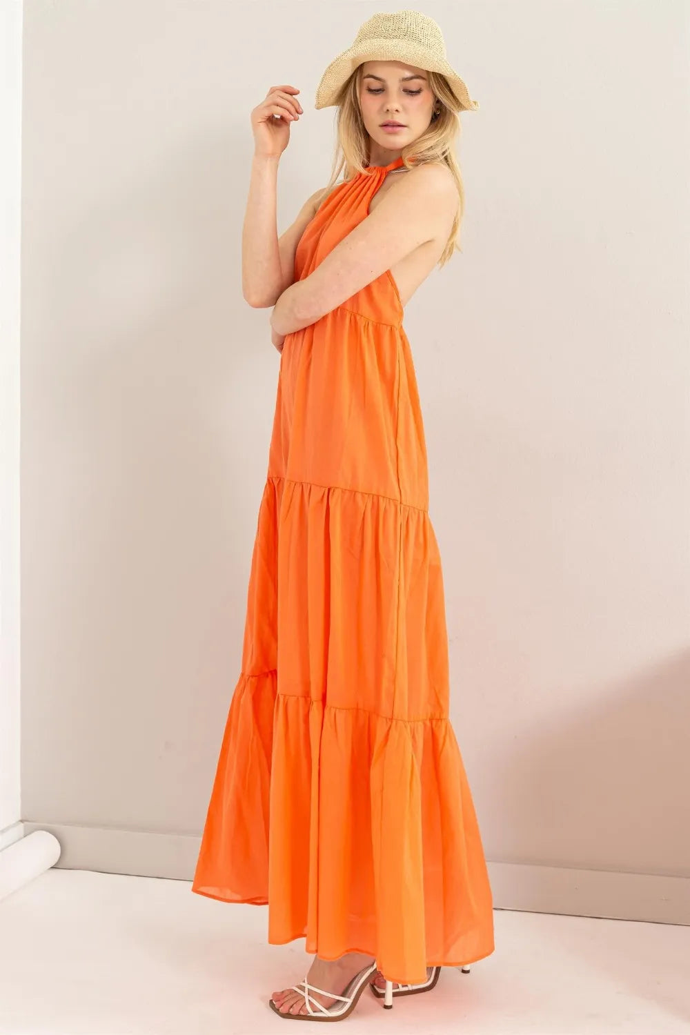 Vibrant Halter Neck Cover Up Maxi Dress for Effortless Style - Znvia