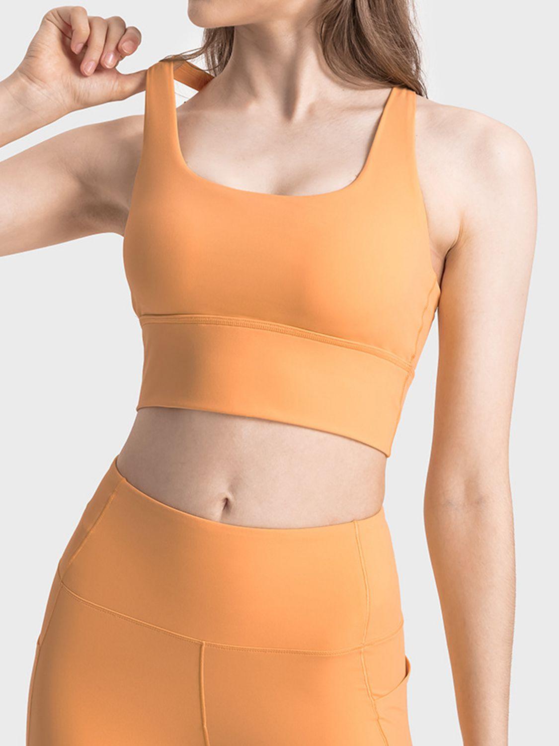 Scoop Neck Crisscross Straps Sports Bra - Znvia