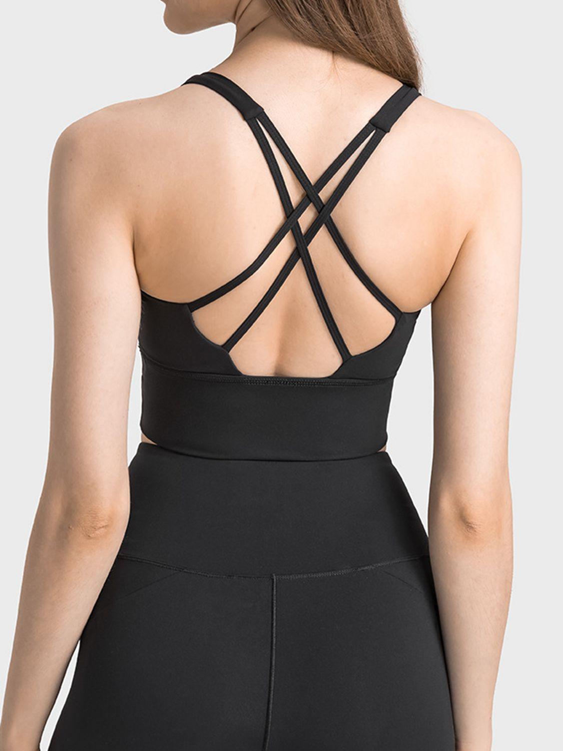 Scoop Neck Crisscross Straps Sports Bra - Znvia
