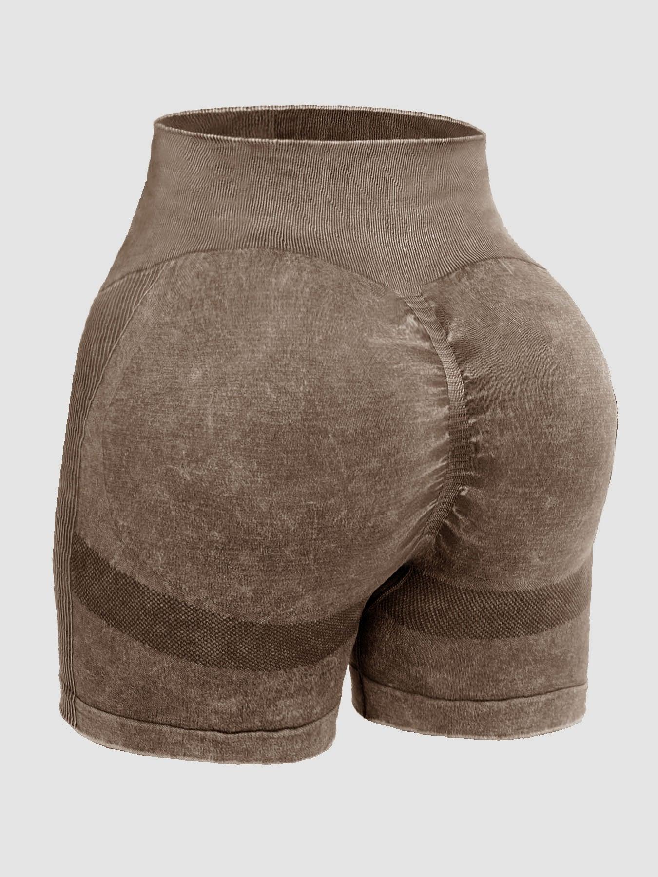 Washed High Waist Active Shorts - Znvia