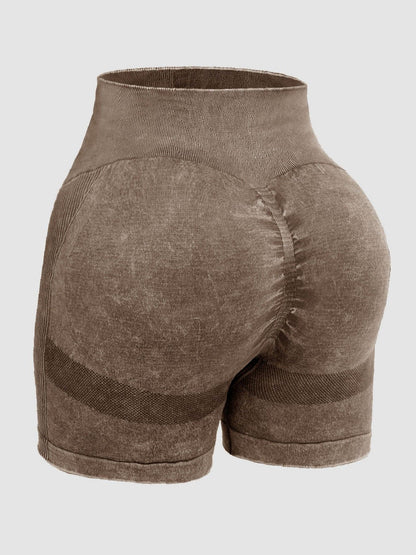 Washed High Waist Active Shorts - Znvia