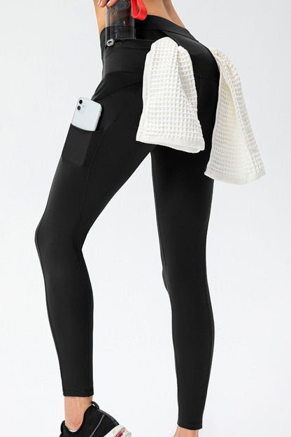Full Size Slim Fit High Waist Long Sports Pants with Pockets - Znvia