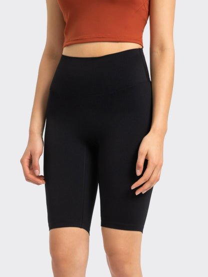 High Rise Wide Waistband Active Shorts - Znvia