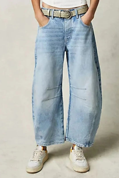 Wide Leg Jeans with Pockets - Znvia