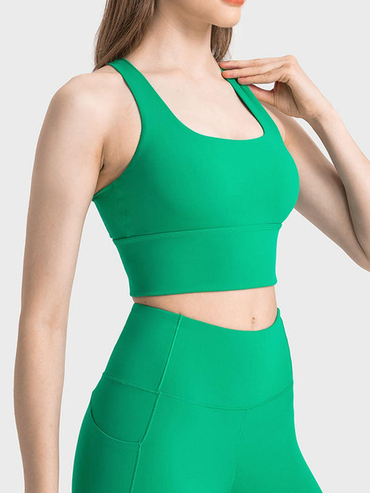 Scoop Neck Crisscross Straps Sports Bra - Znvia