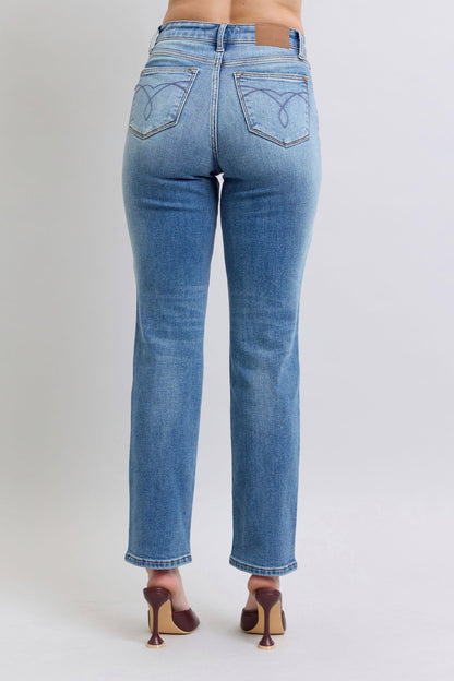 Full Size Run Vintage Wash Thermal Straight Jeans - Znvia