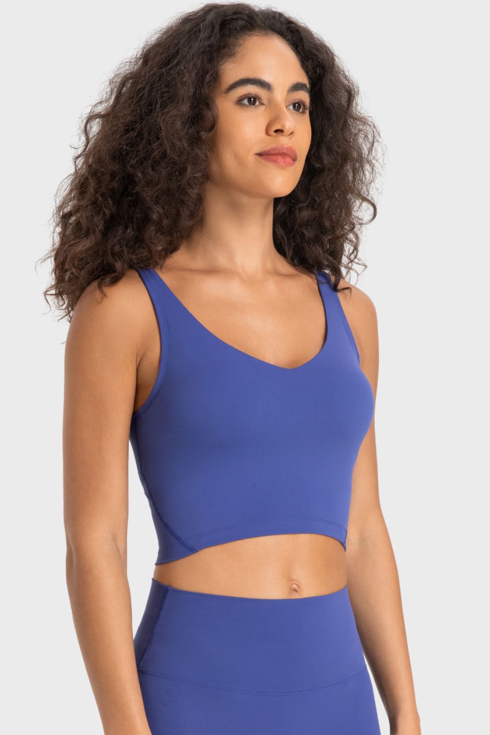 Deep V-Neck Crop Sports Bra – Sleek, Supportive & Stylish - Znvia