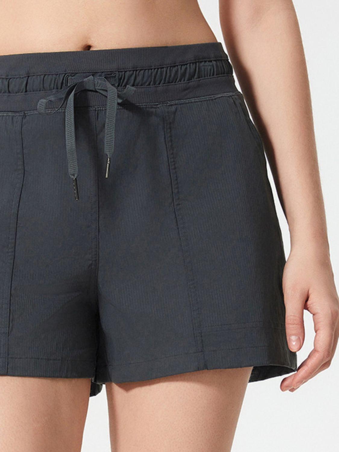 Drawstring Active Shorts with Pockets - Znvia