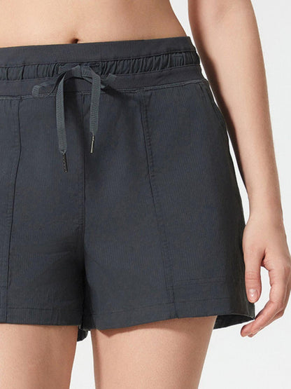 Drawstring Active Shorts with Pockets - Znvia