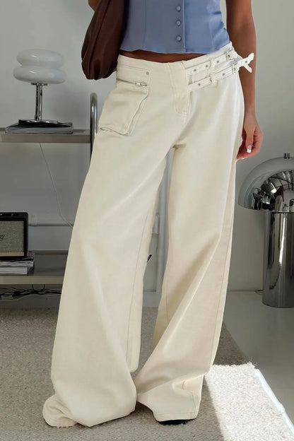 Wide Leg Jeans with Pockets - Znvia