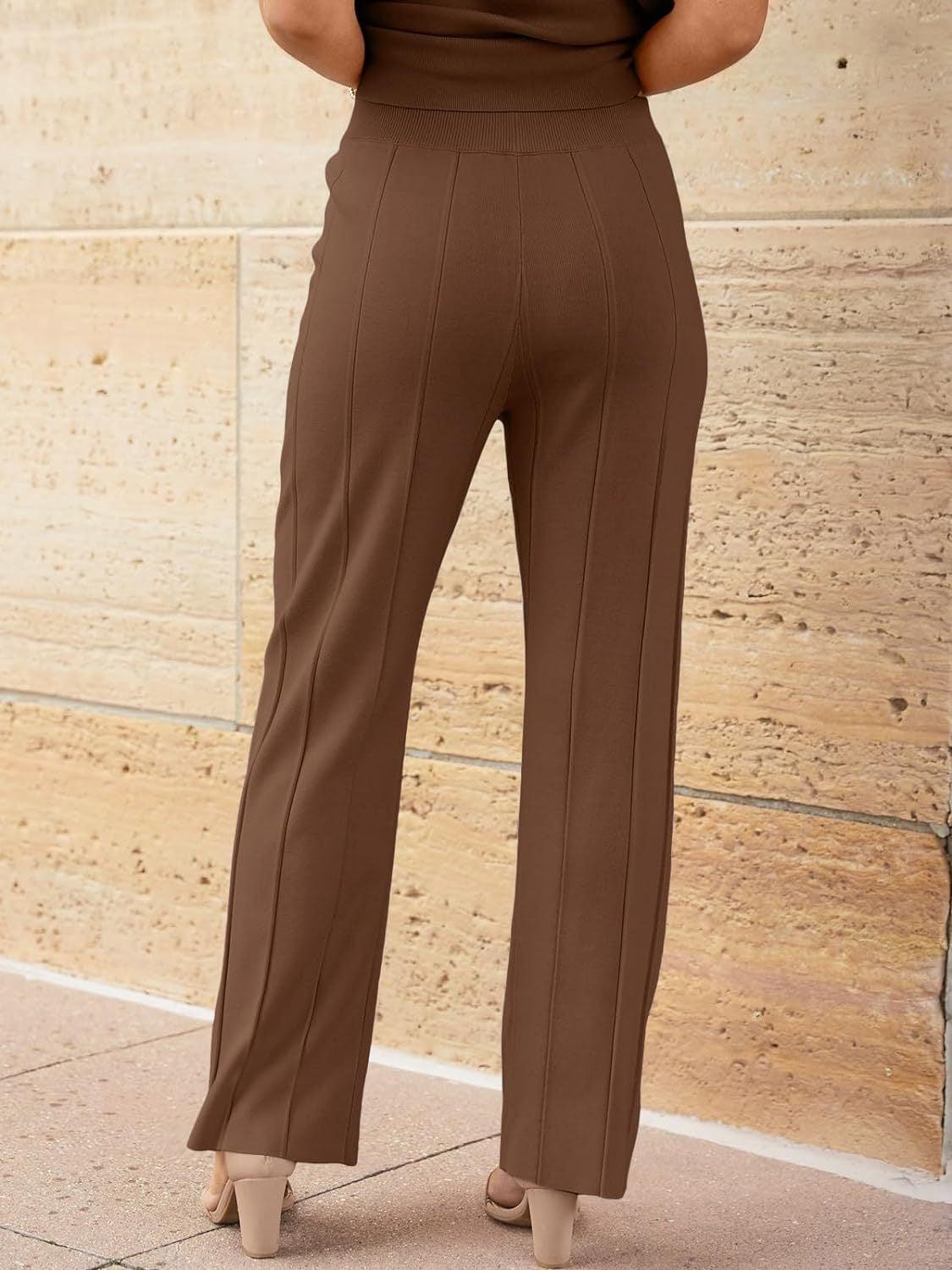 Round Neck Cap Sleeve Top and Pants Knit Set – Effortless Style Meets Supreme Comfort - Znvia