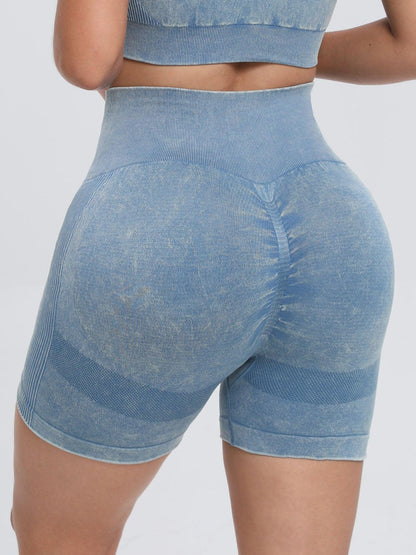 Washed High Waist Active Shorts - Znvia