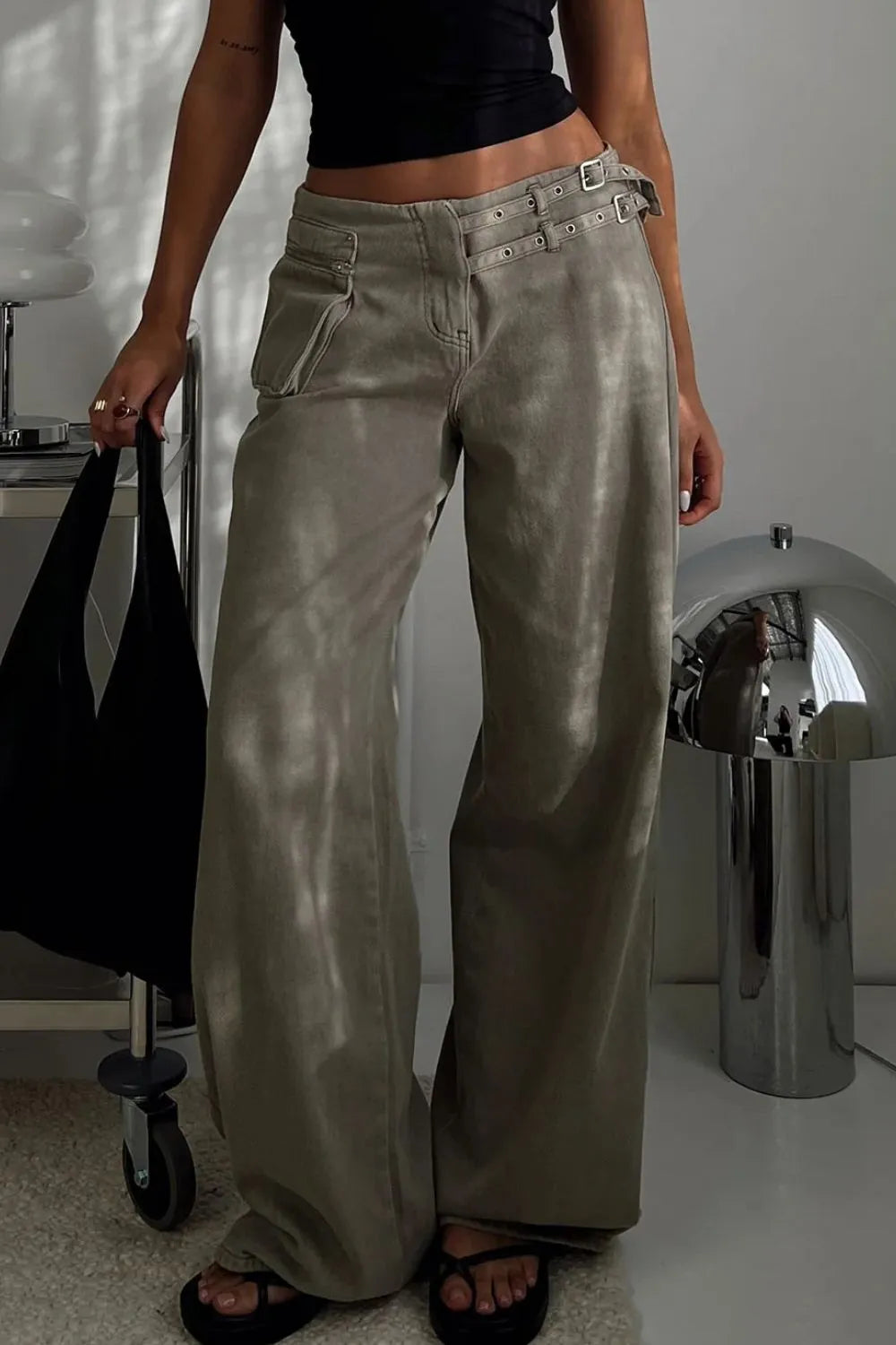 Wide Leg Jeans with Pockets - Znvia