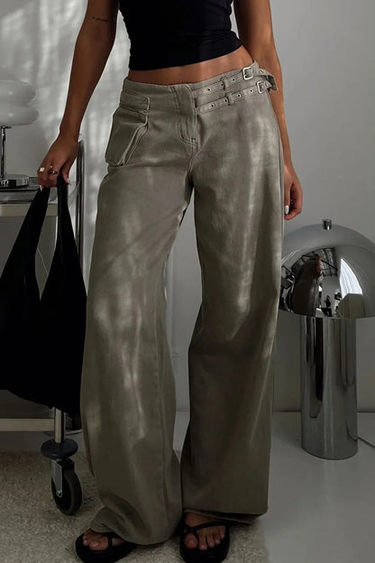 Wide Leg Jeans with Pockets - Znvia