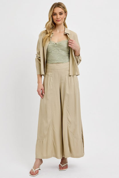Shirring Detail Wide Leg Pants – All-Day Comfort - Znvia