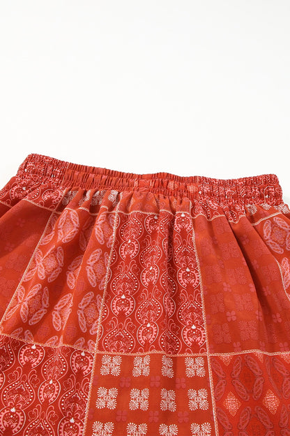 Printed Drawstring Midi Skirt - Znvia