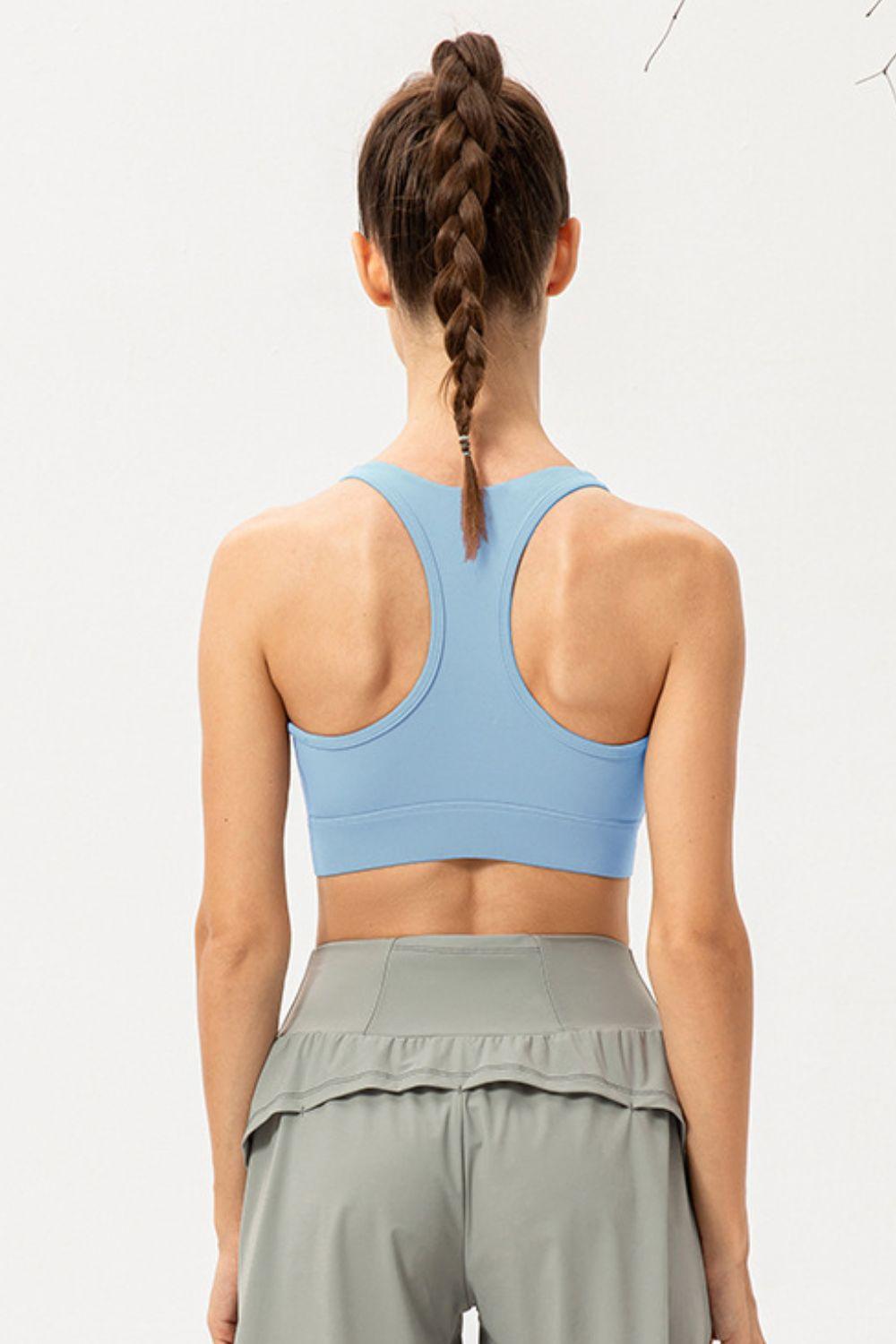 Zip-Up Round Neck Sports Bra – Maximum Support, Comfort & Style - Znvia