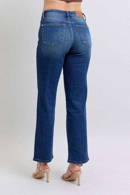 Full Size Side Seam Detail Straight Jeans with Pockets - Znvia