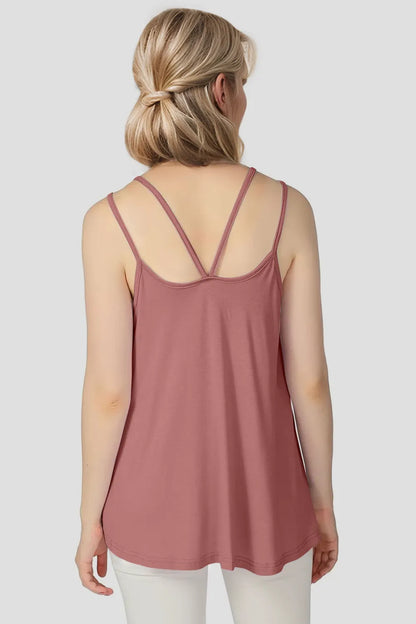 Bamboo Scoop Neck Double Spaghetti Straps Cami - Znvia