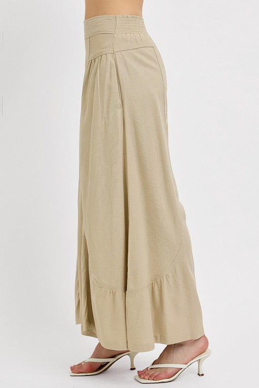 Shirring Detail Wide Leg Pants – All-Day Comfort - Znvia
