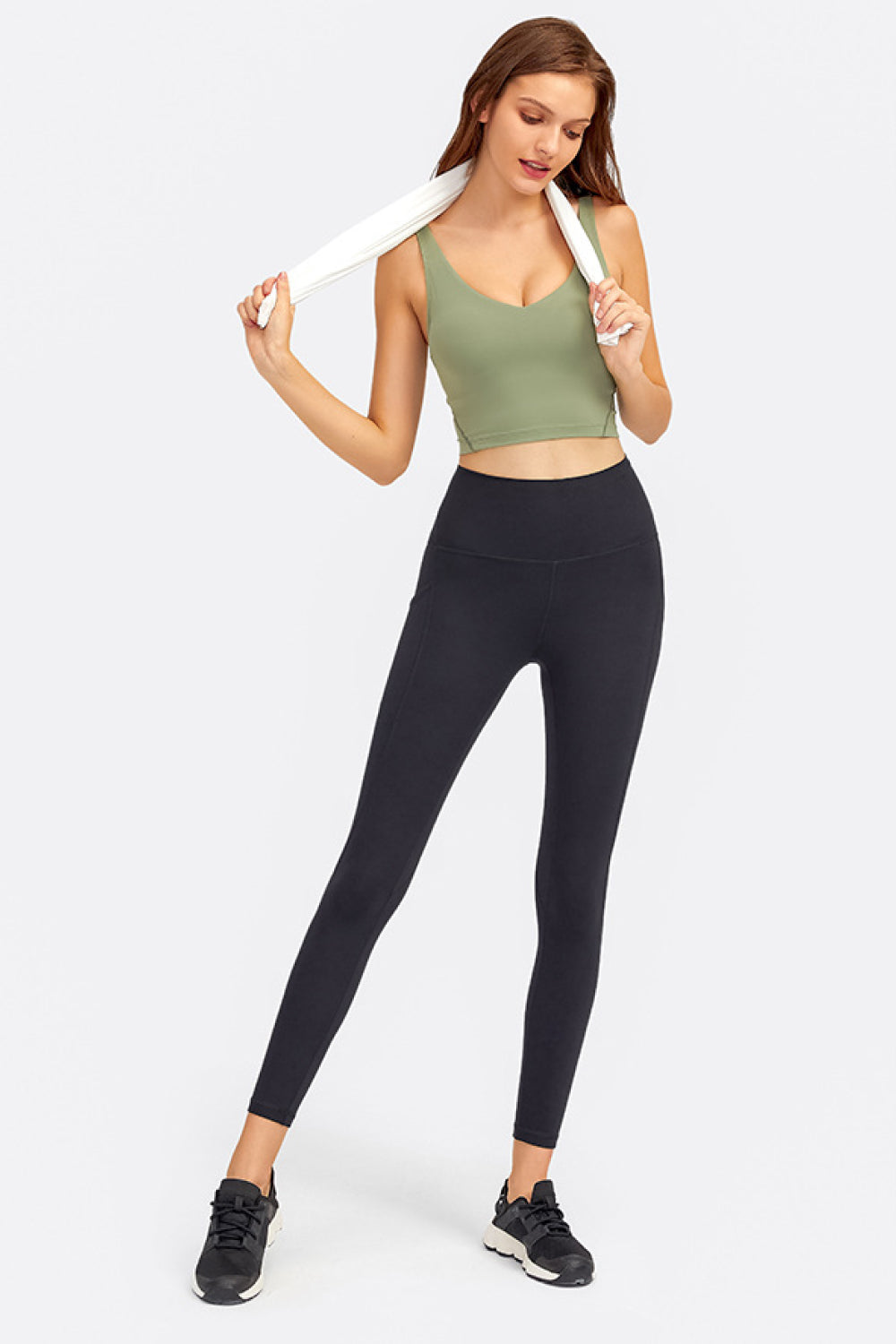 Deep V-Neck Crop Sports Bra – Sleek, Supportive & Stylish - Znvia